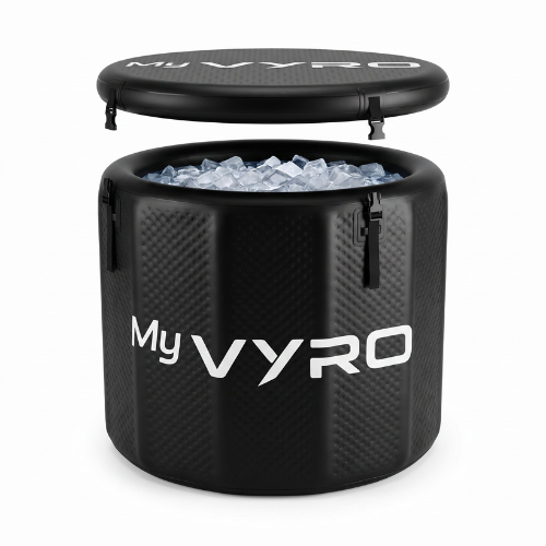 Inflatable Ice bath showing the ice inside, by MyVYRO
